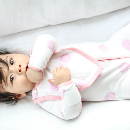 Smart Footed One-Piece for girl and boy + Bib - Pink Rose