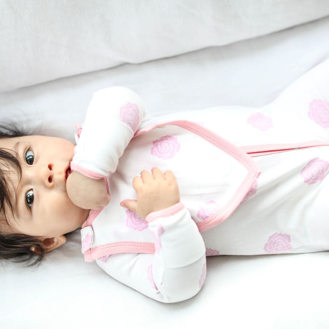 Smart Footed One-Piece for girl and boy + Bib - Pink Rose