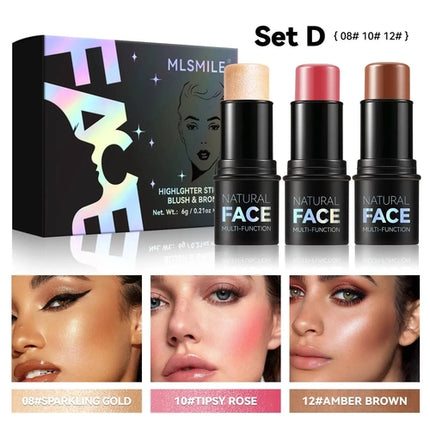 MLSMILE Highlight Contour 3-pack For 3D Makeup Brightening Skin Tone