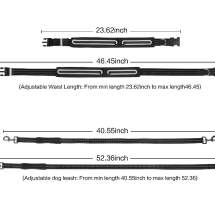 Dog Leash, Black 3 Pockets Waist Belt