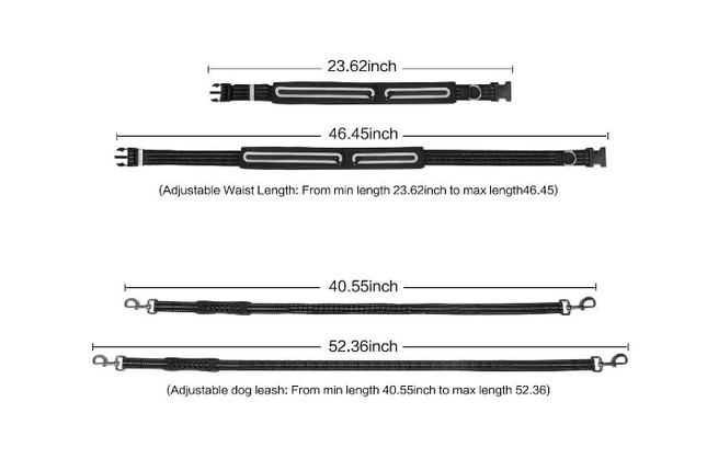 Dog Leash, Black 3 Pockets Waist Belt