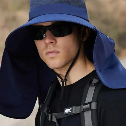 Outdoor Fisherman Hat Wide Brim Bucket Hat With Neck Hiking Cover