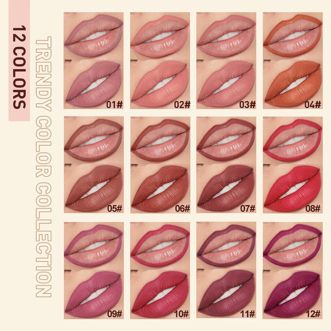 QIBEST 2pcs Lipstick Lipliner Pen Set Matte Velvet Lip Liner Pencil