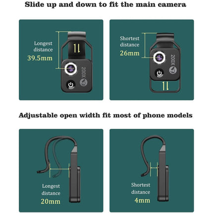 200X Phone Microscope with CPL Lens/LED Light/Universal Clip for