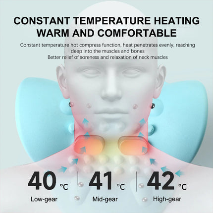 Electric Neck Massager Cervical Pillow EMS Traction Pulse Heating