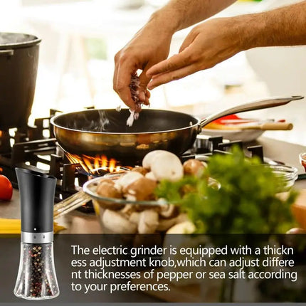Electric Salt Pepper Grinder Refillable Adjustable Coarseness Pepper