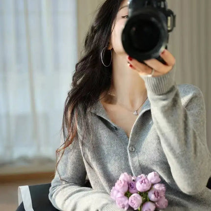 Autumn Women's Pure Cashmere Cardigan - European Style High-end Early