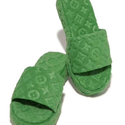 Flower Slides Thick Bottom Fur Slippers for Women