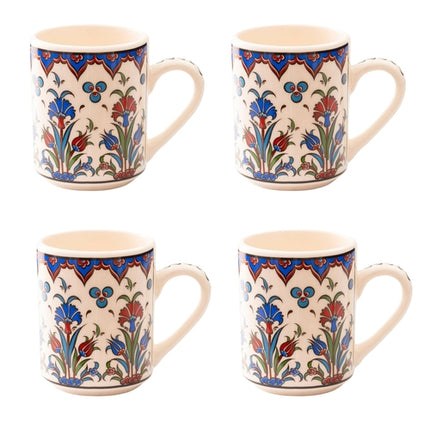 Set of 4 Handmade in Türkiye Ceramic Botanical Mugs - 9 Styles
