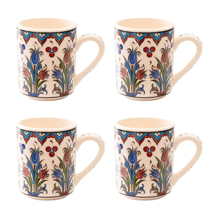 Set of 4 Handmade in Türkiye Ceramic Botanical Mugs - 9 Styles