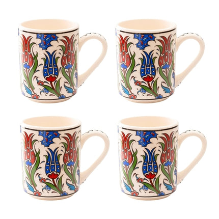 Set of 4 Handmade in Türkiye Ceramic Botanical Mugs - 9 Styles
