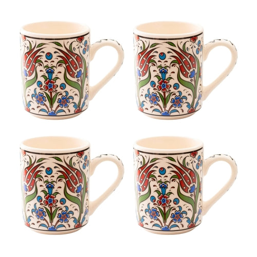 Set of 4 Handmade in Türkiye Ceramic Botanical Mugs - 9 Styles