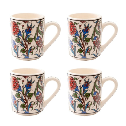 Set of 4 Handmade in Türkiye Ceramic Botanical Mugs - 9 Styles