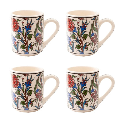 Set of 4 Handmade in Türkiye Ceramic Botanical Mugs - 9 Styles