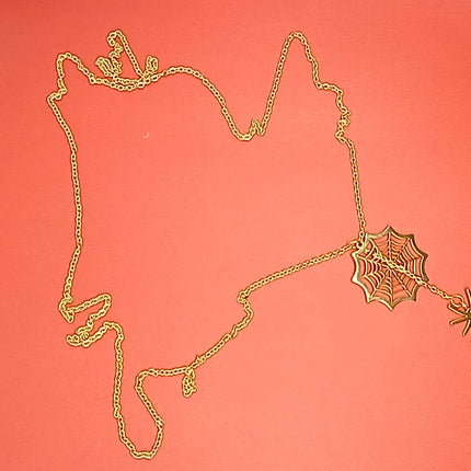 18k Gold Spider Necklace | Spider Charm Pendant | Halloween Necklace