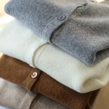 Autumn Women's Pure Cashmere Cardigan - European Style High-end Early