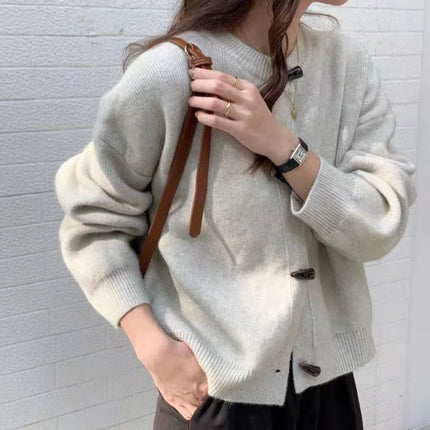 Versatile Crew Neck Autumn and Winter Sweater Wool Coat 100% Pure