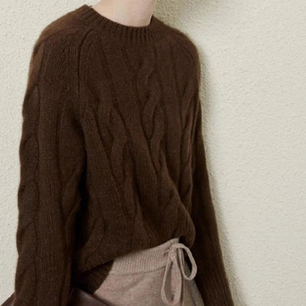 European autumn and winter cashmere sweater women's crewneck twist