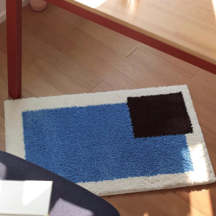 Soft Contemporary Abstract Geometric Bath Rug, Absorbent,