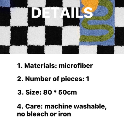 Soft Contemporary Floral Checker Bath Rug, Absorbent, Anti-slippery