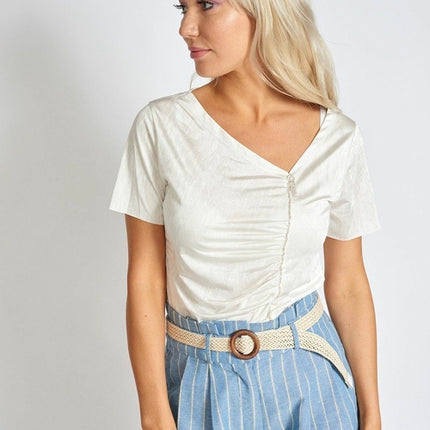 Sparkles Satin False Zipper Top