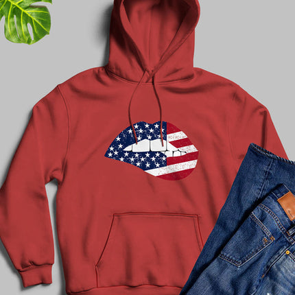 USA FLAG LIPS American Flag Lips Hoodie