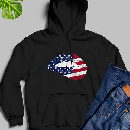 USA FLAG LIPS American Flag Lips Hoodie
