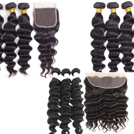 10A Grade 3/4 Loose Body Wave bundles with 4x4 Closures &13x4 Frontal
