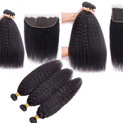 10A Grade 3/4 Kinky Straight Bundles With 4x4 Closures and 13x4 Fronta