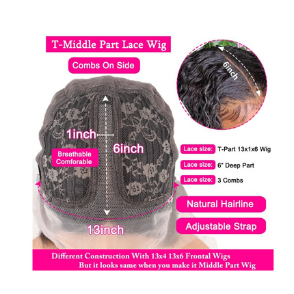 Transparent 13x1x6 Straight 13x4x1 T part Lace Frontal Human Hair Wigs