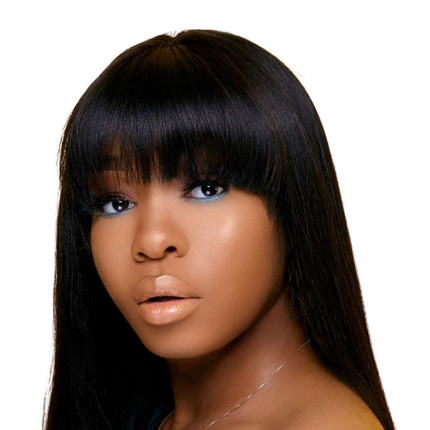 Straight Human Hair Wigs With Bangs Full Machine Made Brazilian Human