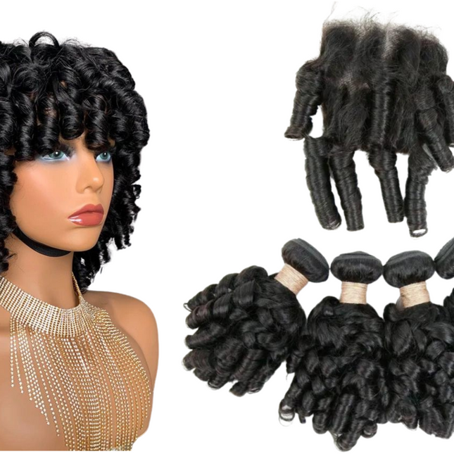 10A Grade Brazilian 3/4 Bundles Loose Bouncy Curl Human Hair bundles w