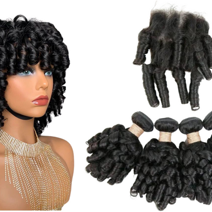 10A Grade Brazilian 3/4 Bundles Loose Bouncy Curl Human Hair bundles w