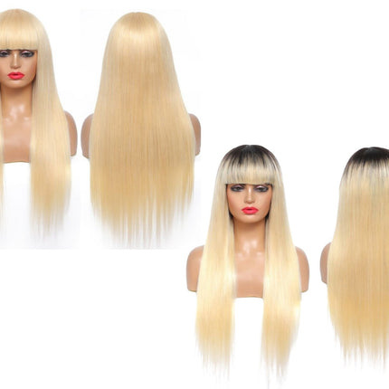 #1B/613 Straight 180% Density #613 Wig with Bang 200% Density Human