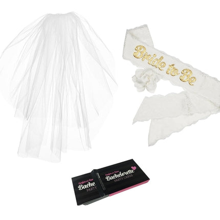 "Bride To Be" White Lace & Satin Bachelorette