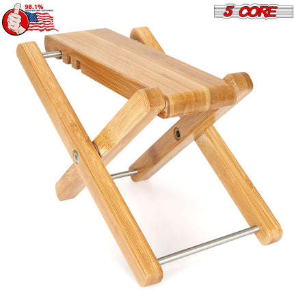 5Core Wooden Guitar Foot Stool 3 Level Adjustable Leg Rest Classical