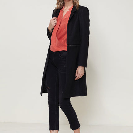 Women's Wool-blended Open Front Jacket In Black