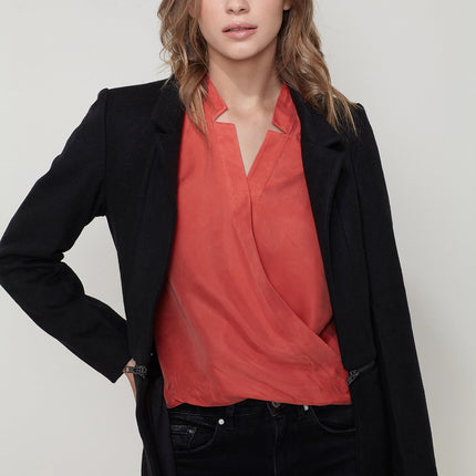 Women's Wool-blended Open Front Jacket In Black