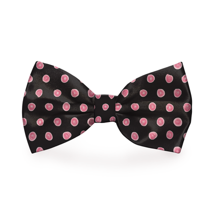 Polka-Dot Pink & Black Dog Bow Tie