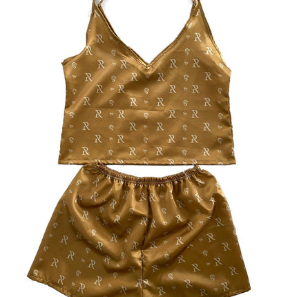 Esme - Womens Gold Silk Pajamas