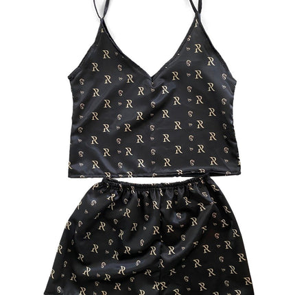 Miriam- Women's Black Silk Pajamas
