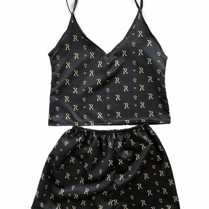 Miriam- Women's Black Silk Pajamas