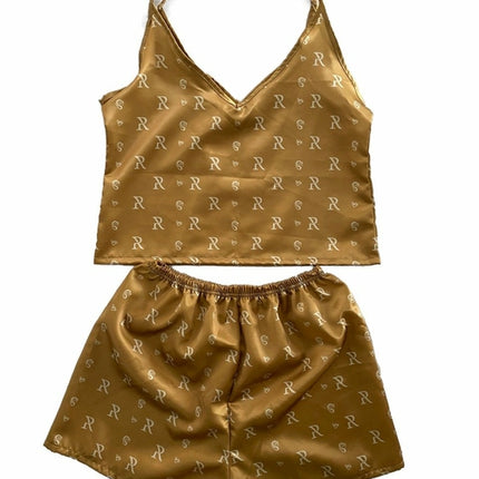 Esme - Womens Gold Silk Pajamas