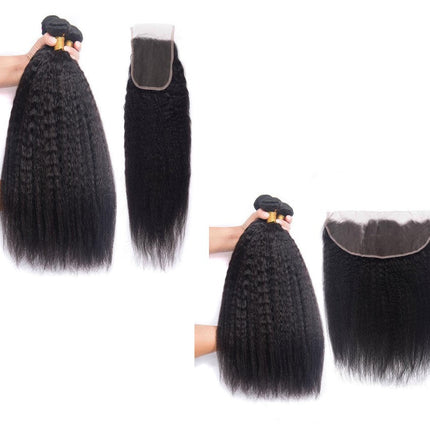 10A Grade 3/4 Kinky Straight Bundles With 4x4 Closures and 13x4 Fronta