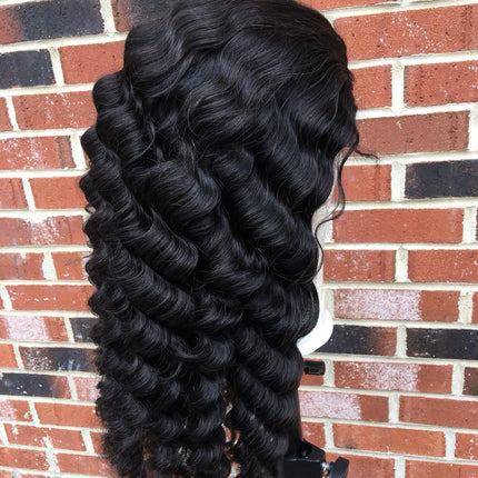 180% Density Full 4x4 Transparent Lace Front Loose Deep Human Hair Wig