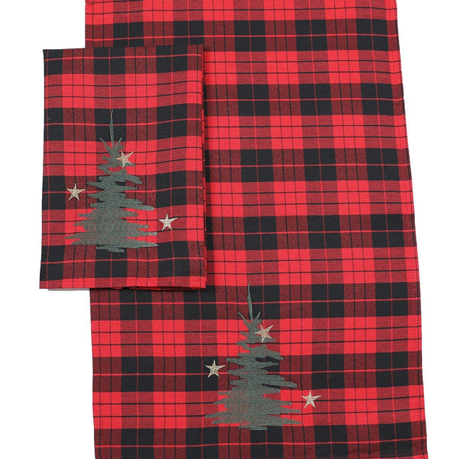 XD19886-Christmas Tree Decorative Tartan Towels 14 by 22-Inch, Set of