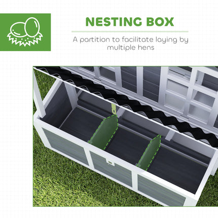 Wooden Chicken Coop With Nesting Box, Pull-Out Tray, Waterproof Roof,