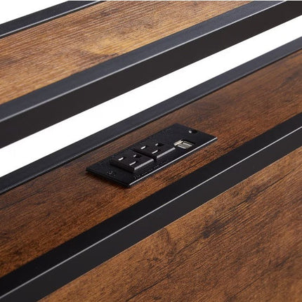 Twin Size Metal Platform Bed Frame With Wooden Headboard And Footboard