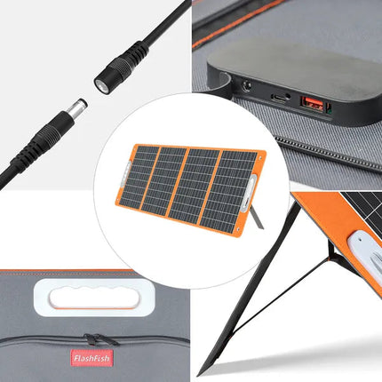 100W 18V Portable Solar Panel;  Flashfish Foldable Solar Charger With