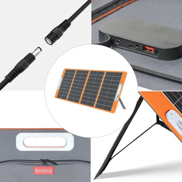 100W 18V Portable Solar Panel;  Flashfish Foldable Solar Charger With